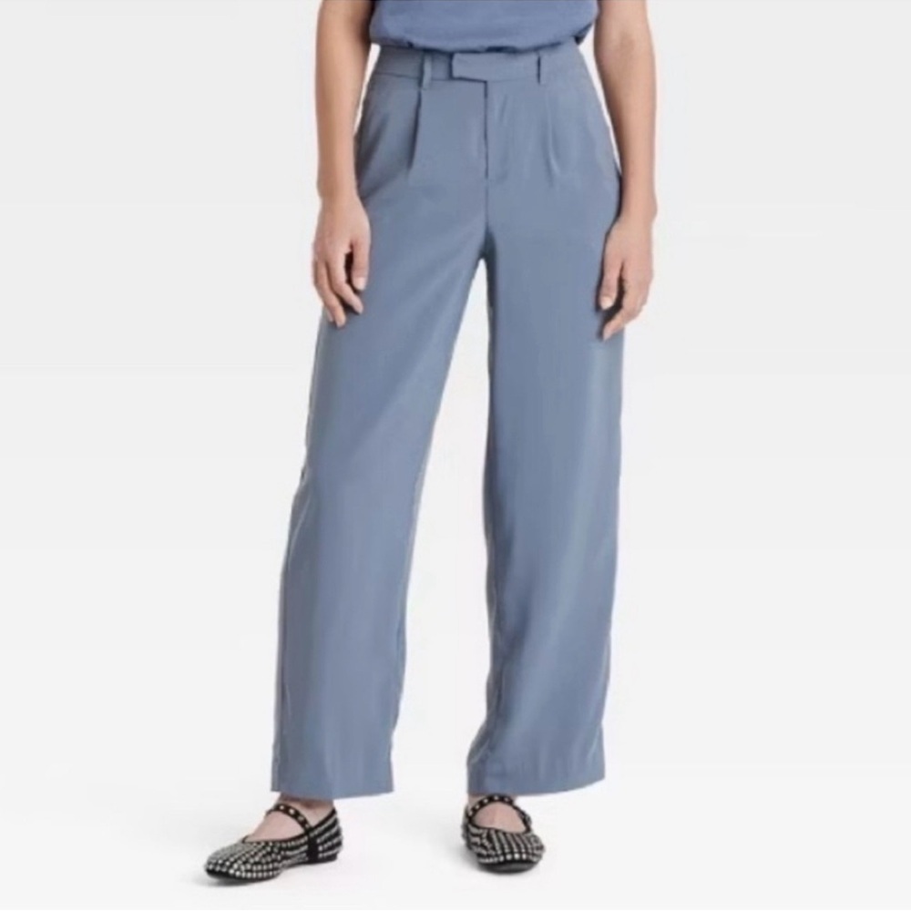 A New Day Women's High-Rise Satin Side Striped Straight Trousers - size 6